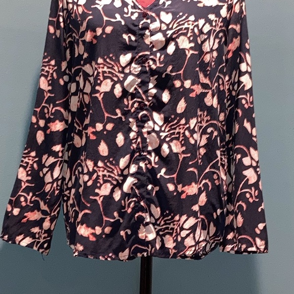 Tolani Dark Blue Silk Top Size Medium - Picture 3 of 13